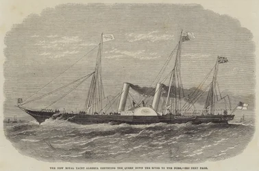 Die neue königliche Yacht Alberta bringt die Königin den Fluss hinunter zur Nore